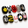 GD press-on nails with floral patterns