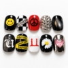 GD press-on nails with floral patterns