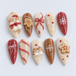 Gingerbread Christmas Press-On Nails