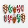 peppermint pinwheels, candy-cane detail press on nails