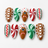 peppermint pinwheels, candy-cane detail press on nails
