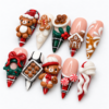 Teddy bears, gingerbread cookies, peppermint candies press on nails