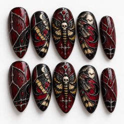 Gothic Stained Glass Moth Press-On Nails