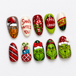 Grumpy Green Christmas Character Press-On Nails
