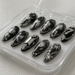 Black Chrome Nails, ARMY Concert Nails, BTS Logo Press On Nails