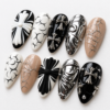 Cross-shaped motifs, bow-like decorations press on nails