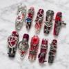 Crimson Silver Relic Gothic Press-On Nails – photo 2