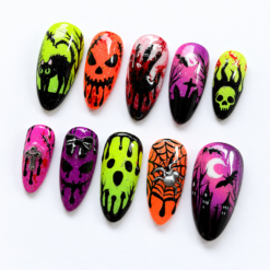 Neon Haunted Halloween Press-On Nails