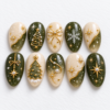 Christmas trees, snowflakes, ribbon bows, starbursts press on nails