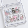 Cute white cat and musical note patterned press-on nails