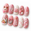 knitwear textures, bows, ornaments, snowflake press on nails