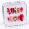 Peppermint Swirl, Stripes, Ribbon Bow, Berries and Leaves press on nails