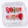 Peppermint Swirl, Stripes, Ribbon Bow, Berries and Leaves press on nails