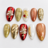 featuring sculpted Christmas trees, starbursts press on nails