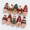 decorated pine trees, holly berries, a candy cane, snowflakes, bows press on nails