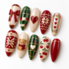 Tartan plaid, bow, hearts, snowflake-style designs