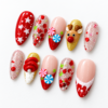 peppermint-swirled candies, snowflakes, sparkling confetti press on nails