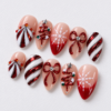 Christmas tree designs, stars, ornament details press on nails