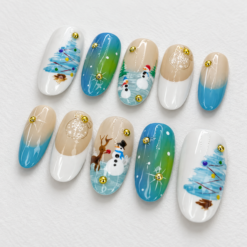 Watercolor Snowman Winter Press-On Nails