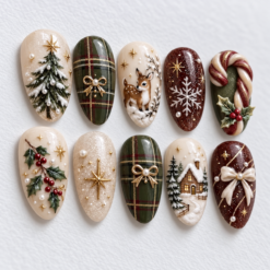 Woodland Cottage Christmas Press-On Nails