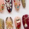 Christmas Party Handmade 3D,Tree ,White Snowflake Press-on Nails