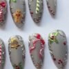 Featuring Candy Cane And Red Christmas Stocking Designs Press-on nails.