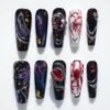 Midnight Nebula Silver Detail Press-On Nails