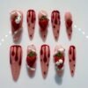 Strawberry Snake Motif 3D Press-On Nails