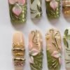Sage Botanical Floral Press-On Nails