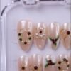Pearl Holly Bow Christmas Press-On Nails