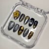 Black Gold Piano Music Fan Press-On Nails