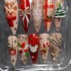 Nude Red Reindeer Christmas Press-On Nails