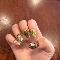 Ly*i wearing Woodland Mushroom Ladybug Press-On Nails