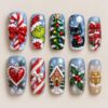 Cheerful Christmas Gift Press On Nails, press-on nail design preview made with AI