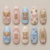 Pastel Bear Bows Press On Nails, press-on nail design preview made with AI